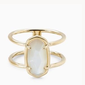 Kendra Scott Elyse 18k Gold Vermeil Double Band Ring in Ivory Mother-of-pearl